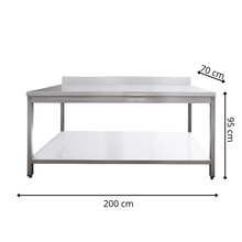 Table de Travail Adossée en Inox  - 2000x700x950 mm