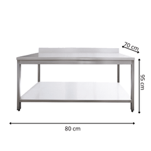 Table de Travail Adossée en Inox  - 800x700x950 mm