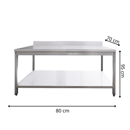 Table de Travail Adossée en Inox  - 800x700x950 mm