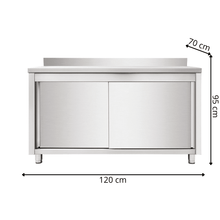 Armoire de Travail Inox Portes Coulissantes - 1200x700x950 mm