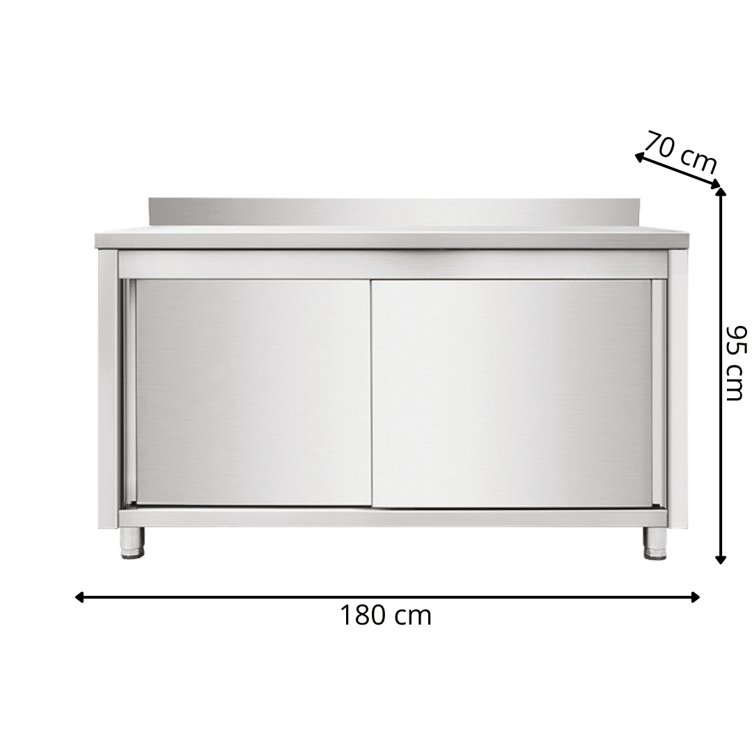 Armoire de Travail Inox Portes Coulissantes - 1800x700x950 mm