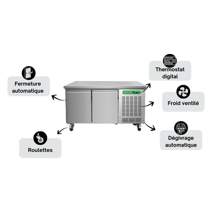 Table Réfrigérée 2 Portes avec Dosseret TOP - Profondeur 600 mm - Positive