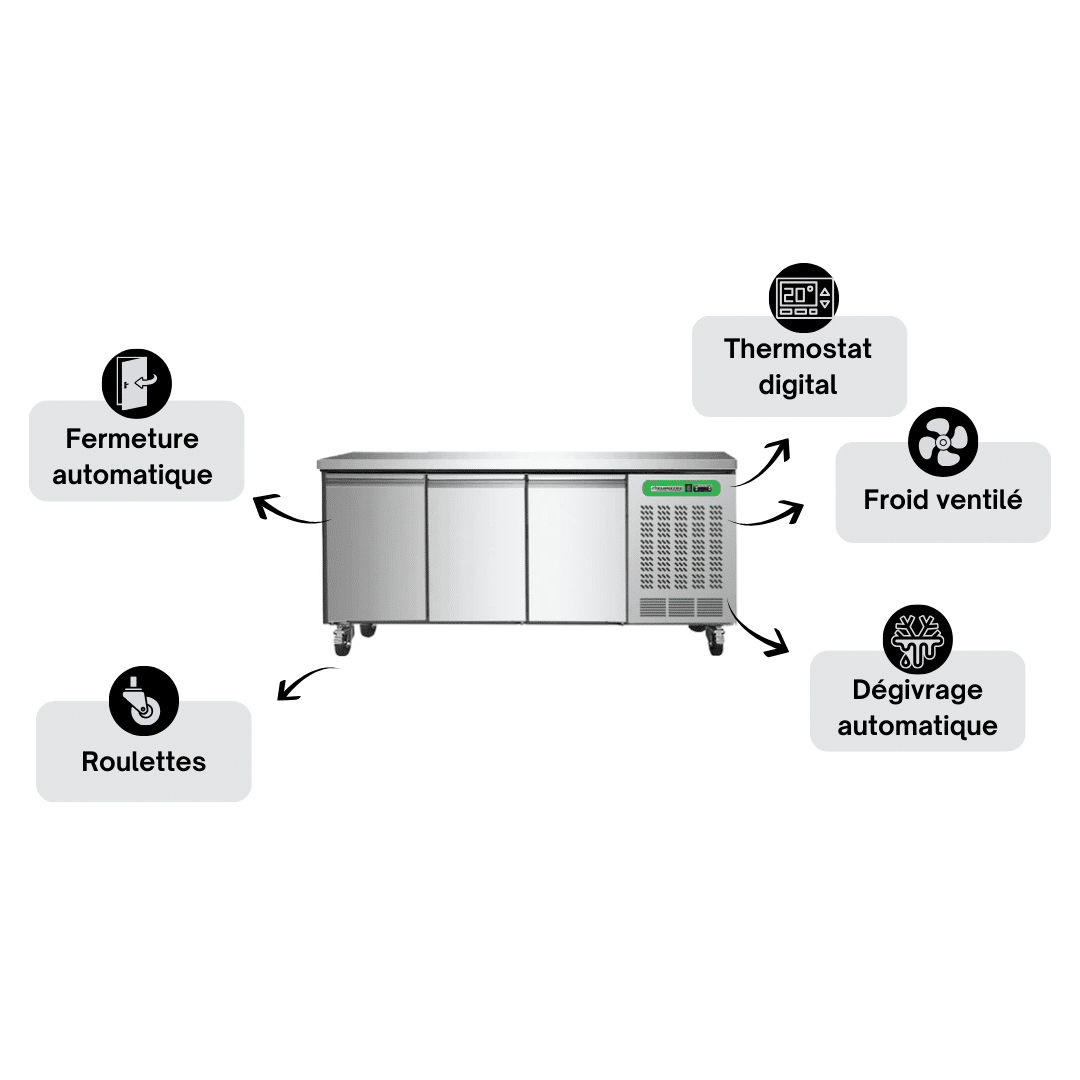 Table Réfrigérée 3 Portes TOP - Profondeur 600 mm - Positive