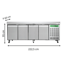 Table Réfrigérée 4 Portes Avec Dosseret TOP - Profondeur 600 mm - Positive