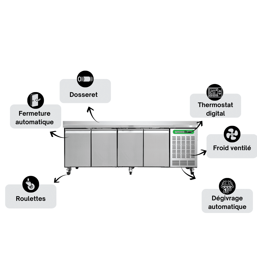 Table Réfrigérée 4 Portes TOP - Profondeur 600 mm - Positive