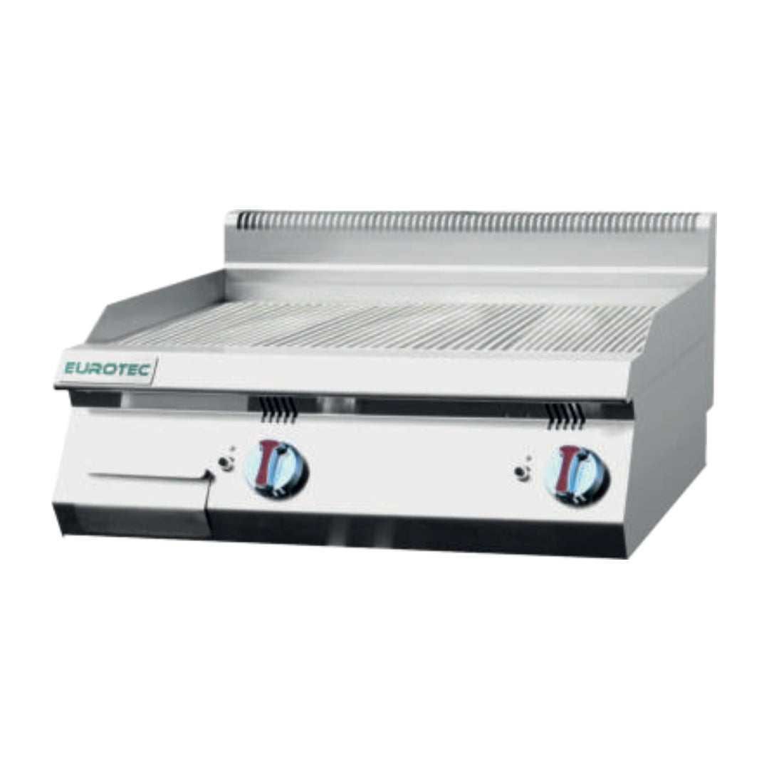 Grillade Gaz Mixte Professionnelle  à Poser - Moitié Lisse Chromée & Moitié Rainurée