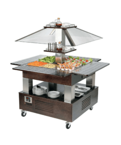 Buffet Salad’Bar version centrale carrée réfrigérée statique wenge